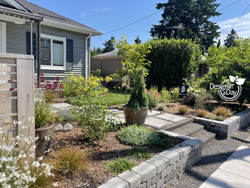 Kenton neighborhood Portland outdoor landscaping screened front yard.