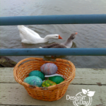 Portland Landscape Designer paints eggs.