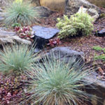 Boulders create softening with planting pockets.