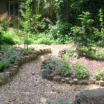 SW Portland landscape design dog friendly cedar chip path