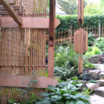 Asian style screening with native PNW plants in this landscape design